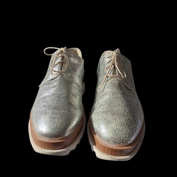 Treasure & Bond Metallic Silver Platform  Women’s 7 Oxford Shoes Chunky Sole - Picture 2 of 13